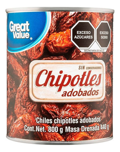 Chiles Chipotles Great Value Adobados 800 G