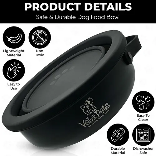 Vebs Pets- Tazón De Acero Inoxidable 30 Oz, Con ...
