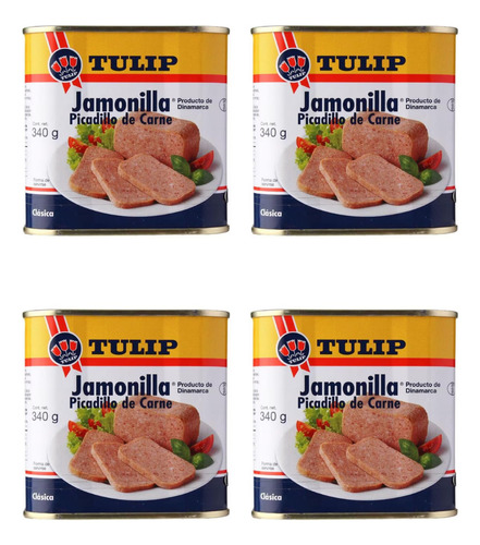 4 Latas Tulip Jamonilla Picadillo De Carne Clasica 340g C/u