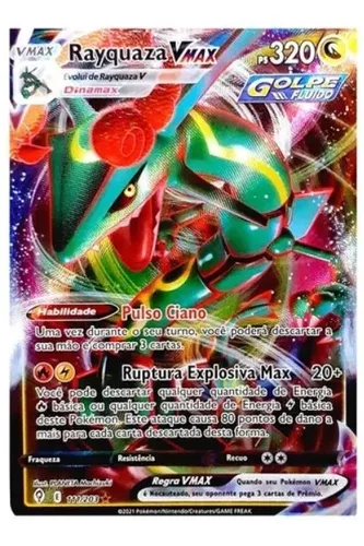 Carta Pokémon Ultra Rara Com Muita Vida Rayquaza Vmax Copag no Shoptime