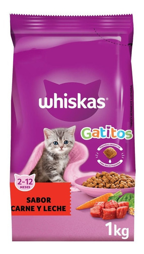 Imagen 1 de 3 de Alimento Whiskas para gato de temprana edad sabor carne y leche en bolsa de 1kg
