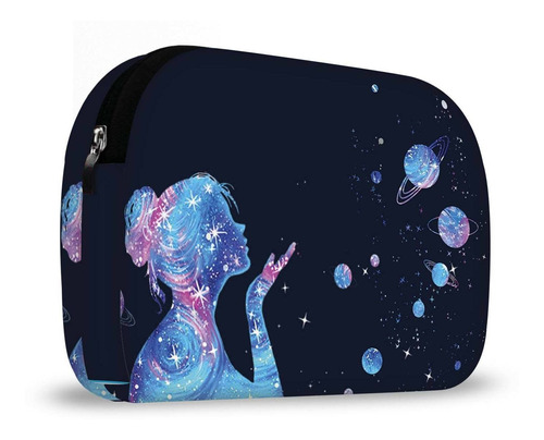 Frasqueira Bolsinha Necessaire Em Neoprene Menina Galaxia