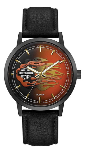 Reloj Harley Davidson Hombre 78a123 Negro Llamas By Bulova