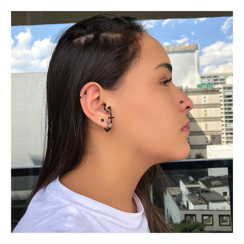 Piercing Masculino Ferradura Aço Inox Presente Pai Moderno