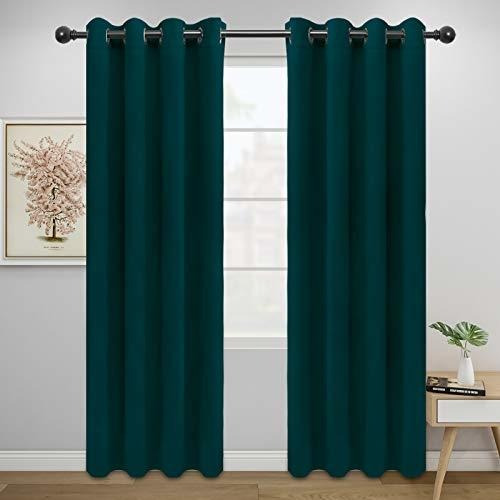 Cortinas Easy-going Color Verde Azulado Oscuro Elegantes