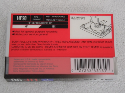 Audio Cassette Sony Hf 90 Vintage Tipo I