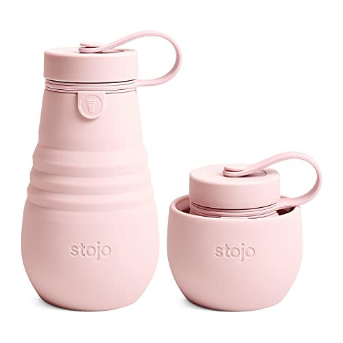 Stojo Jr Botella Plegable Para Niños - Rosa Clavel, 14 Oz / 