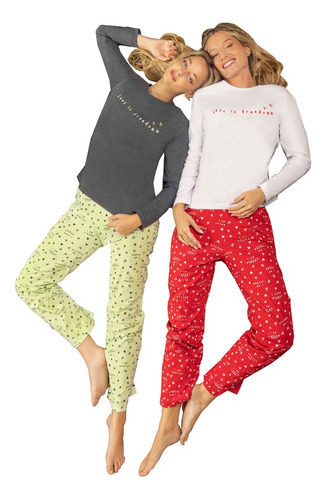 Pijama Invierno Dama Corazones Lencatex 23361 Super Especial