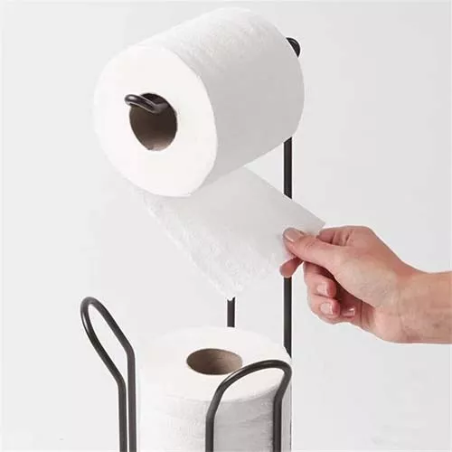 Porta Rollo De Pie Para Papel Higienico Cromado Baño Alto