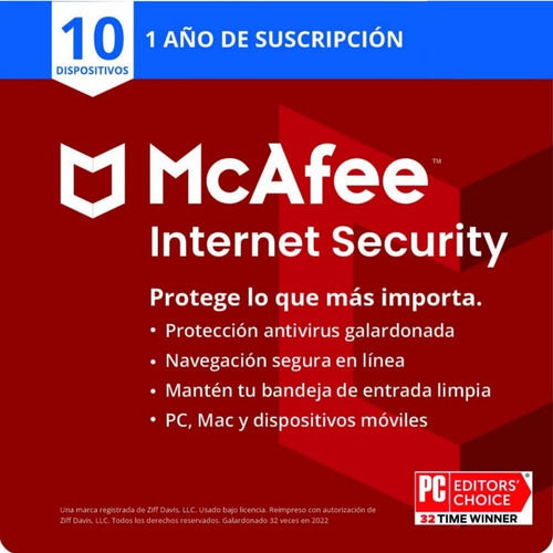 Mcafee® Internet Security 10 Dispositivos 1 Año