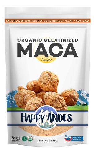 Happy Andes Polvo De Maca Orgnico Gelatinizado  Calidad Prem