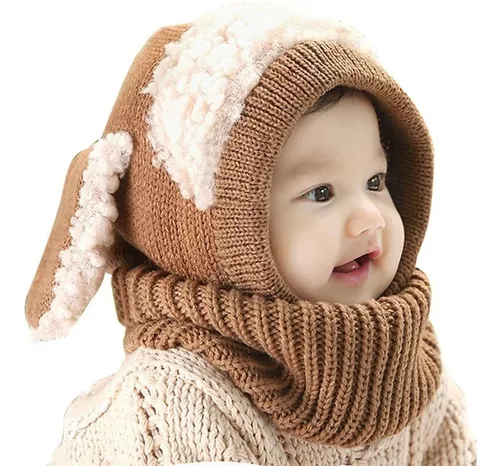 Comprar Gorro con orejeras para niños y niñas, gorro de punto cálido para  invierno, bufanda