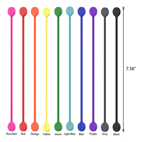 Set De 20 Correas Sujetacables Magneticas - Multicolor