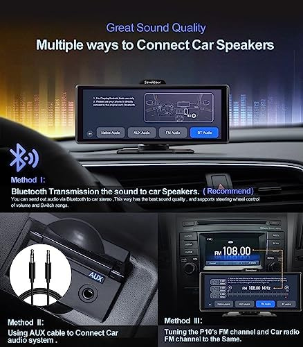 Seventour Radio Estéreo Portátil Para Automóvil 9.3 Con Carp