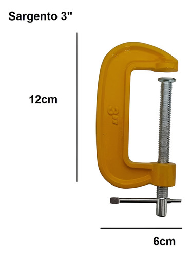 Kit 3 Grampos Sargento Tipo C 1 2 3 Polegadas Multiuso Aço