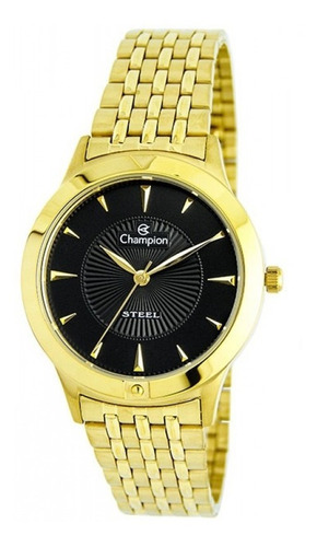 Relógio De Pulso Feminino Champion Dourado Ca21697u Cor do fundo Preto