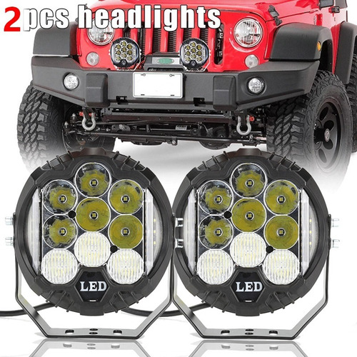 Par Faro Led Redondo 7 Pulgadas Off Road Jeep Led 90w Blanco