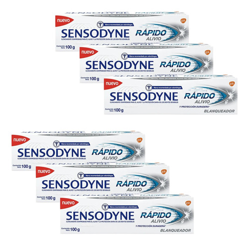 Combo X6 Sensodyne Crema Dental Rápido Alivio Blanqueado 100