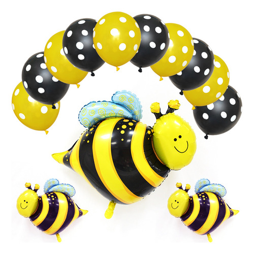 Juego De Globos Abeja Decoración Para Cumpleaños 13pcs Color Amarillo