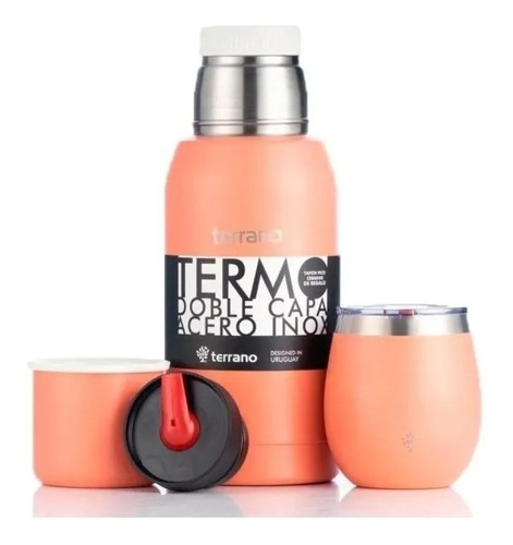 Set Termo 750ml + Mate Acero Termico C/tapa + Bombilla 