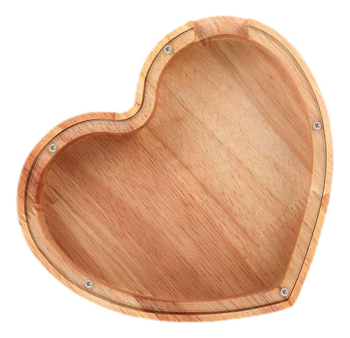 Hucha De Madera En Forma De Corazón, Caja De Ahorro De