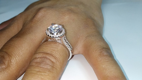 Imagen 7 de 8 de Anillo De Compromiso Plata + Baño Oro Blanco Diamante Cultiv