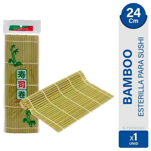 Imagen 1 de 8 de Esterilla Para Sushi Bambu 24x24 Cm Individual - 01mercado