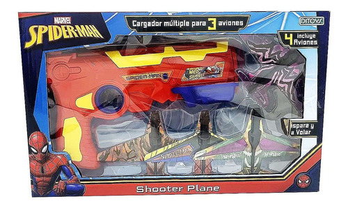 Pistola Lanza Aviones Spiderman Premium Incluye Aviones