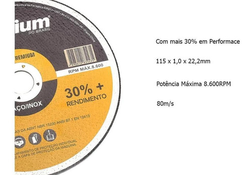 Imagem 3 de 4 de Disco De Corte Fino Inox 4.1/2 X 1,0 Esmerilhadeira 100 Pçs