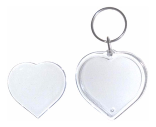 100 Llaveros Acrilicos Portafotos Corazón 4.8 X 5cm Calidad
