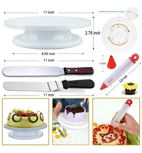 Imagen 4 de 5 de Set Repostería Plato Giratorio Kit Pasteleria Manga Picos