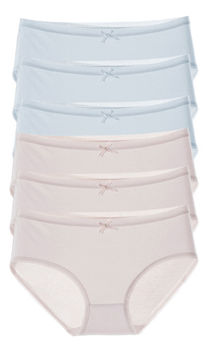Pack 6 Bragas Bikini Algodón Azul/rosa - Tejido Transpirable
