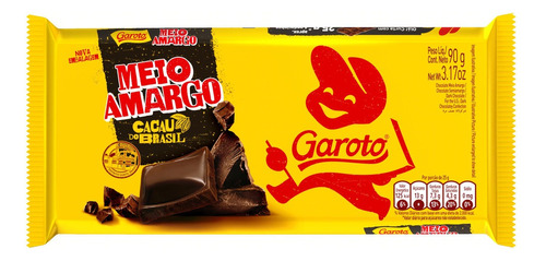 Chocolate meio amargo Garoto  pacote 90 g