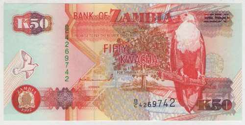 Billete Zambia 50 Kwacha 1992  Pick 37a  S/c