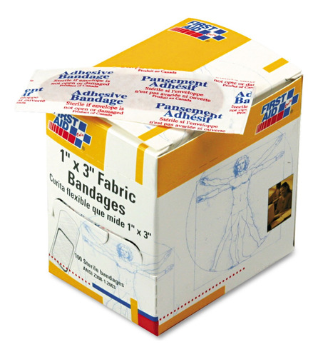 First Aid Only G122: Vendajes De Tela De 1 X3, 100/caja