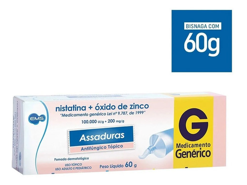 Pomada Assaduras Nistatina + Óxido De Zinco Ems 60g