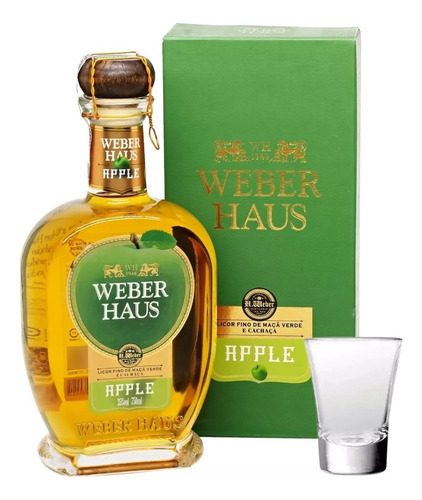 Cachaça Weber Haus Apple Licor Fino 750ml 35% C/ + Copo