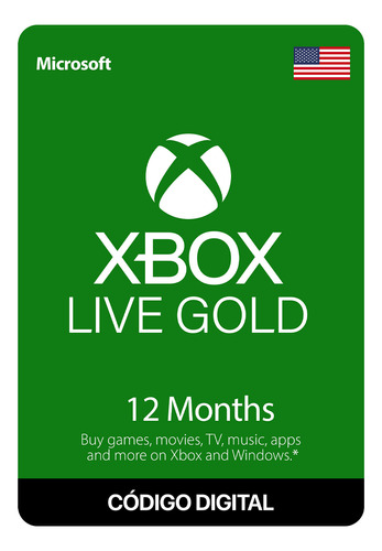 Gift Card Xbox Live Gold 12 Meses (código Digital)