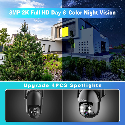 Cámara De Seguridad Seevision 2k 3mp Con Energía Solar Ptz W