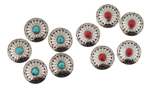 10 Piezas De Aleación De Occidental Flor Turquesa Botón