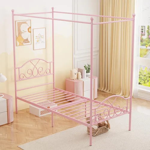 Weehom Marco De Cama Con Dosel De Princesa Con 4 Posteres, B