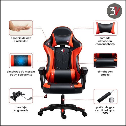 Imagen 4 de 7 de Cyber Silla Gamer Basculante Reclinable 360º Simulation 3v