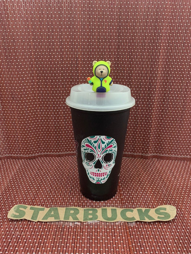 Set Vaso Glow Reusable Calavera Starbucks + Straw Topper