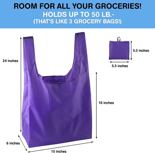 Imagen 2 de 4 de Bolsas De Comestibles Reutilizables Plegables En Bolsa Adju