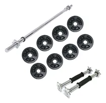 Comprar Set Barra De 1.20+40 Libras En Discos  + Barras Mancuernas