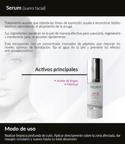 Imagen 2 de 3 de Serum Facial Con Aceite De Argán, Efecto Botox, Argania 32gr