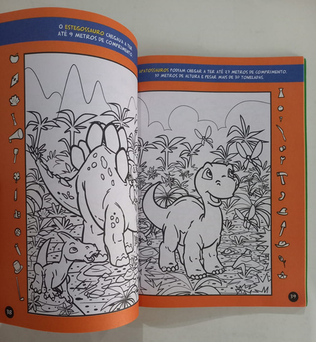 Super Livro Encontre Figuras Escondidas Passatempos Com Dinossauros E + De 70 Desenhos P/ Colorir 100 Páginas