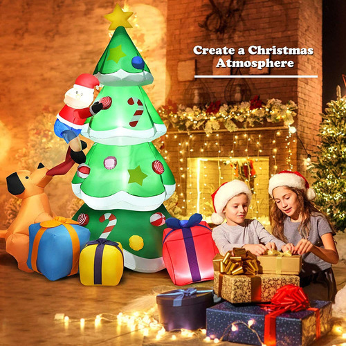 Inflable Arbol Pino De Navidad Exteriores Luz Led 2.1m