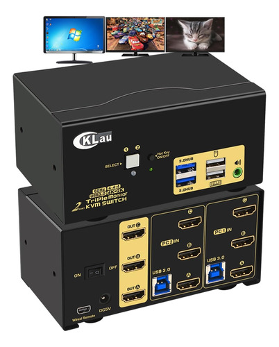 Cklau Conmutador Kvm Hdmi De 2 Puertos Con Salida De Audio,.