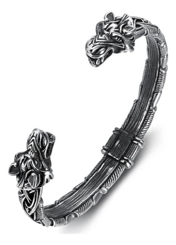 Bracelete Viking Tribal Cabeça Lobo Fenris Nórdico